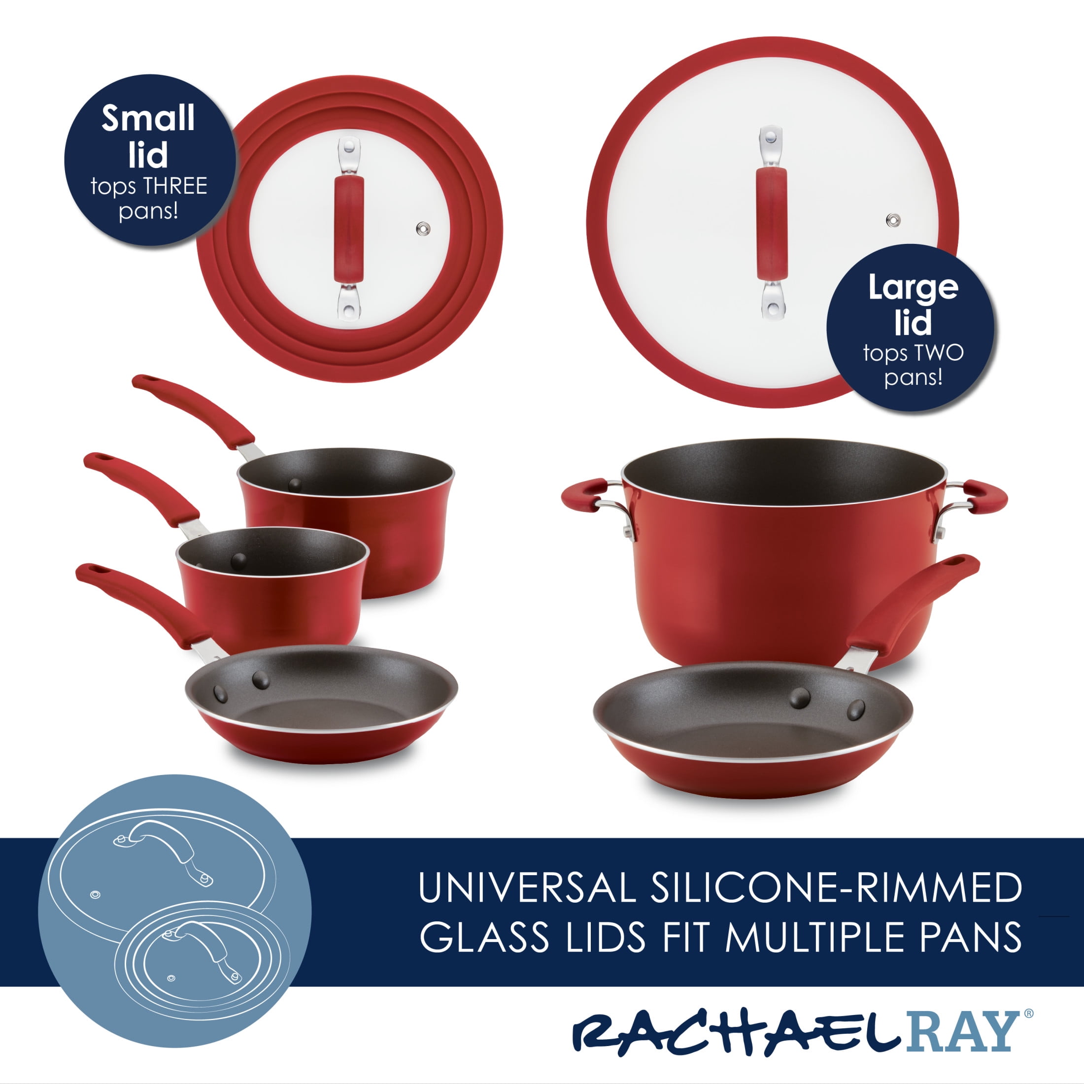 Rachael Ray Cook + Create 11 Pc Aluminum Nonstick Cookware Set, Red