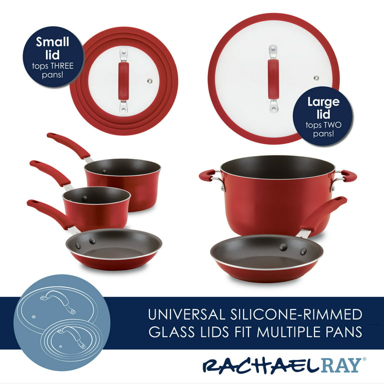 Rachael Ray Cook + Create Aluminum Nonstick Cookware Set, 11-Piece, Red