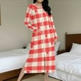 thumbnail image 6 of Women Zipper Robe Xmas Plaid Housecoat Long Sleeves Pajama Dress Full Length Pajama Pockets Sleepwear Comfortable Nightgown Long Bathrobe for Spa, 6 of 9