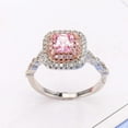 thumbnail image 2 of New Romantic White & Pink Rhinestone Ring Silver Color Square Rings For Women Fashion Jewelry Valentine's Day Gift, 2 of 3