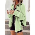 thumbnail image 3 of Womens Waffle Knit Plaid Shacket Boyfriend Button Down Shirt Jacket Loose Long Sleeve Tops, 3 of 4
