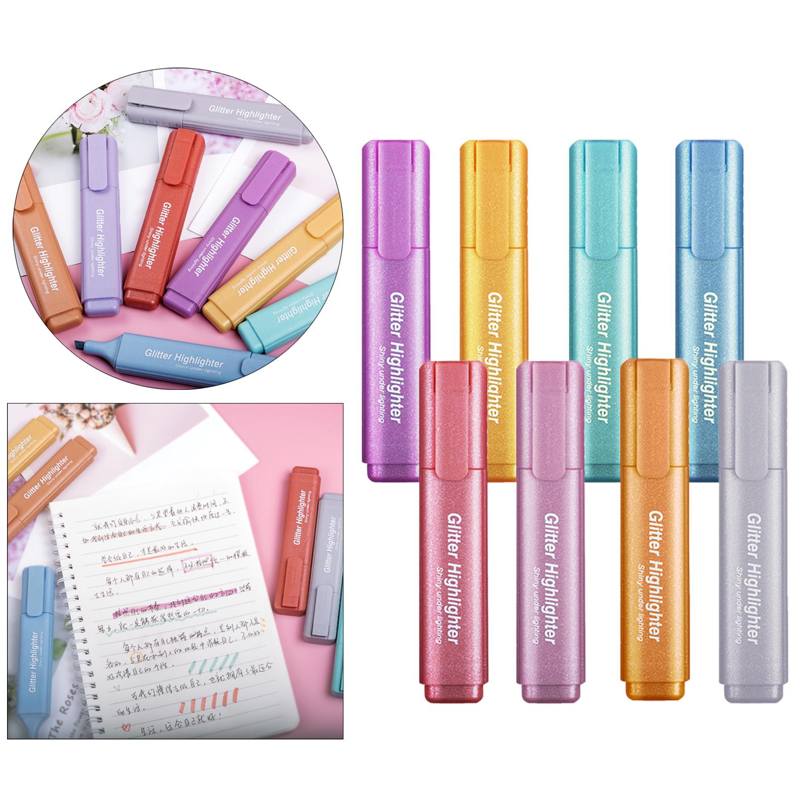 8x Assorted Colour Highlighter Marker Pens Fluorescent Tip Pastel Marker