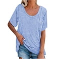 thumbnail image 3 of Mittory Womens Tunic T Shirts Short Sleeve Round Neck Soft Loose Shirts Summer Casual Tops with Pocket, 3 of 6