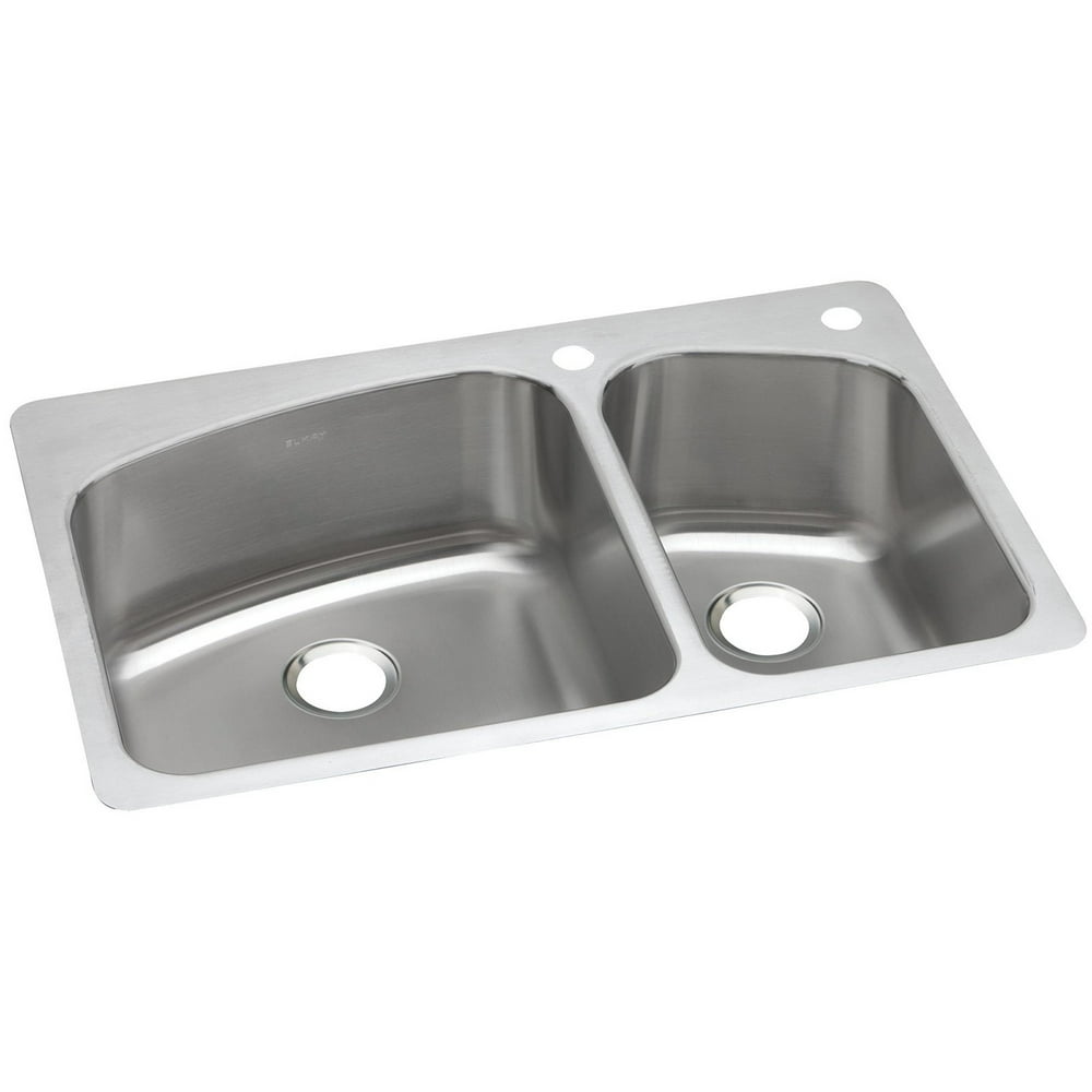 Elkay DPXSR2250R1 Dayton Stainless Steel 33" x 22" x 8", 60/40 Double