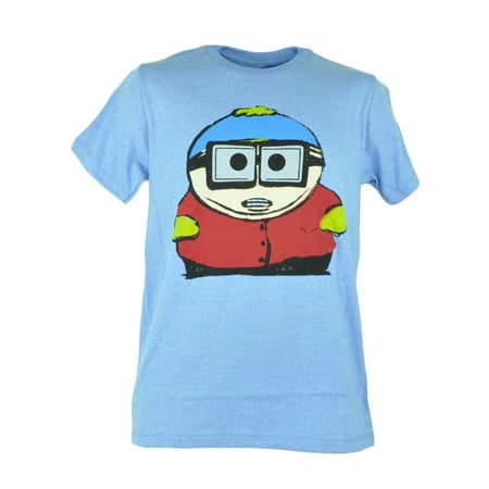 South Park Eric Cartman Distressed Character Tee Graphic Mens Tshirt Blue (South Park Best Of Eric Cartman)