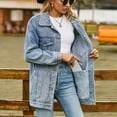 thumbnail image 5 of Leesechin Denim Jackets for Women Denim Jacket Long Sleeve Slimming Cardigan Pocket Coat Tops, 5 of 9