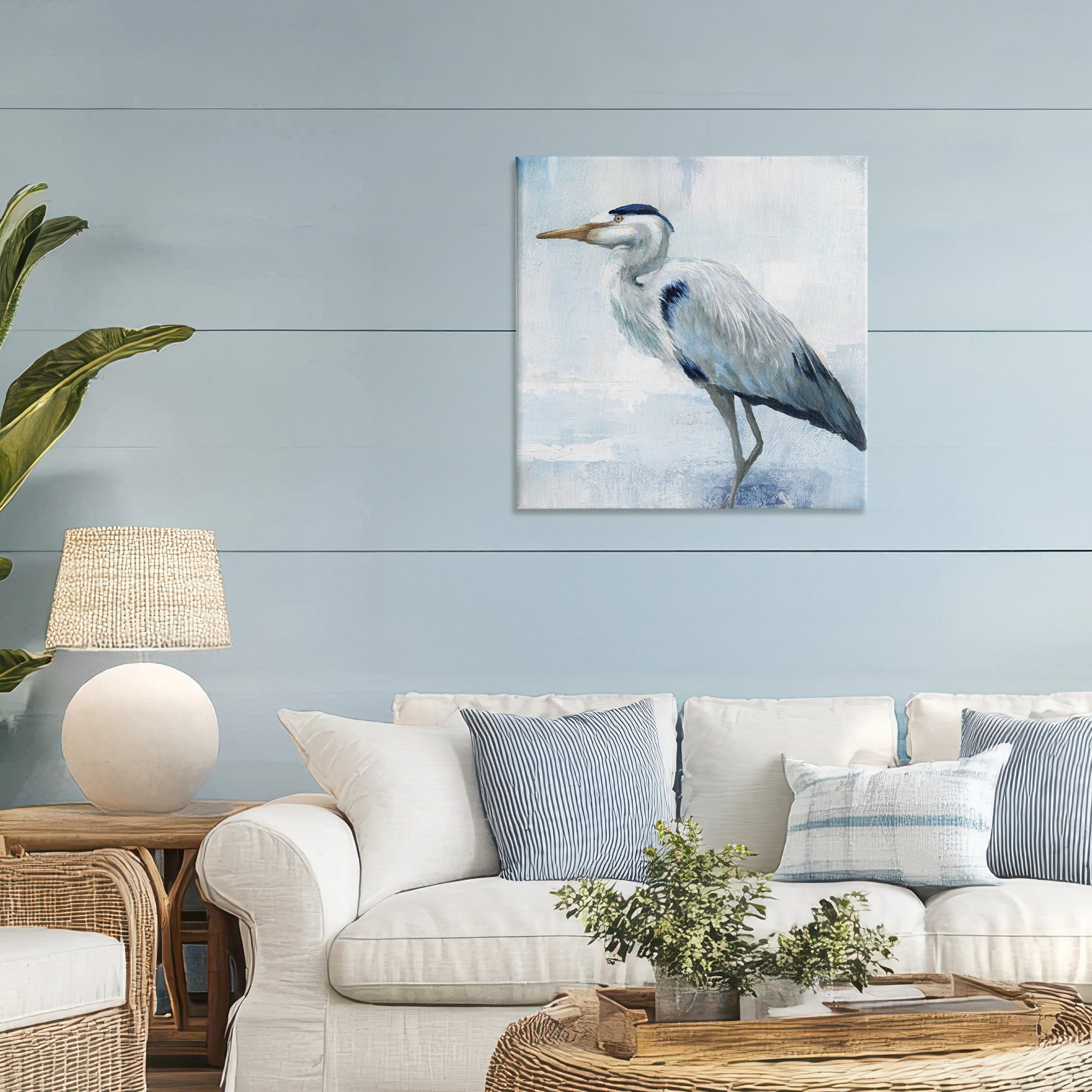 Stupell Industries Faded Blue Heron Canvas Wall Art, design by Nan