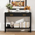 thumbnail image 4 of Solid Wood Console Table with Storage Entryway Table with 2 Drawers Shelf & Reinforced Legs, 4 of 12