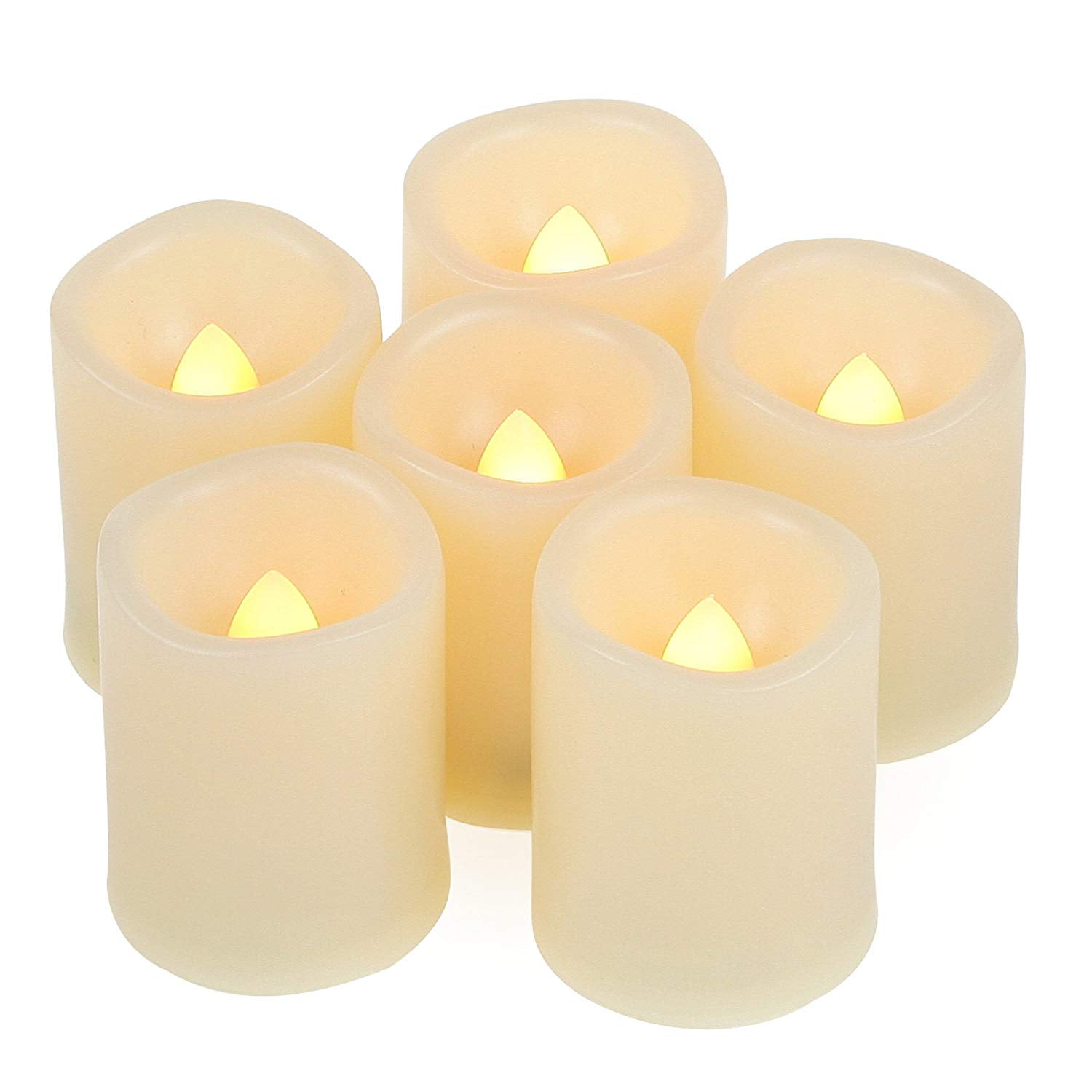 6 PCS Flameless LED Votive Candles Battery Operated Tealights Flicker with Timer 