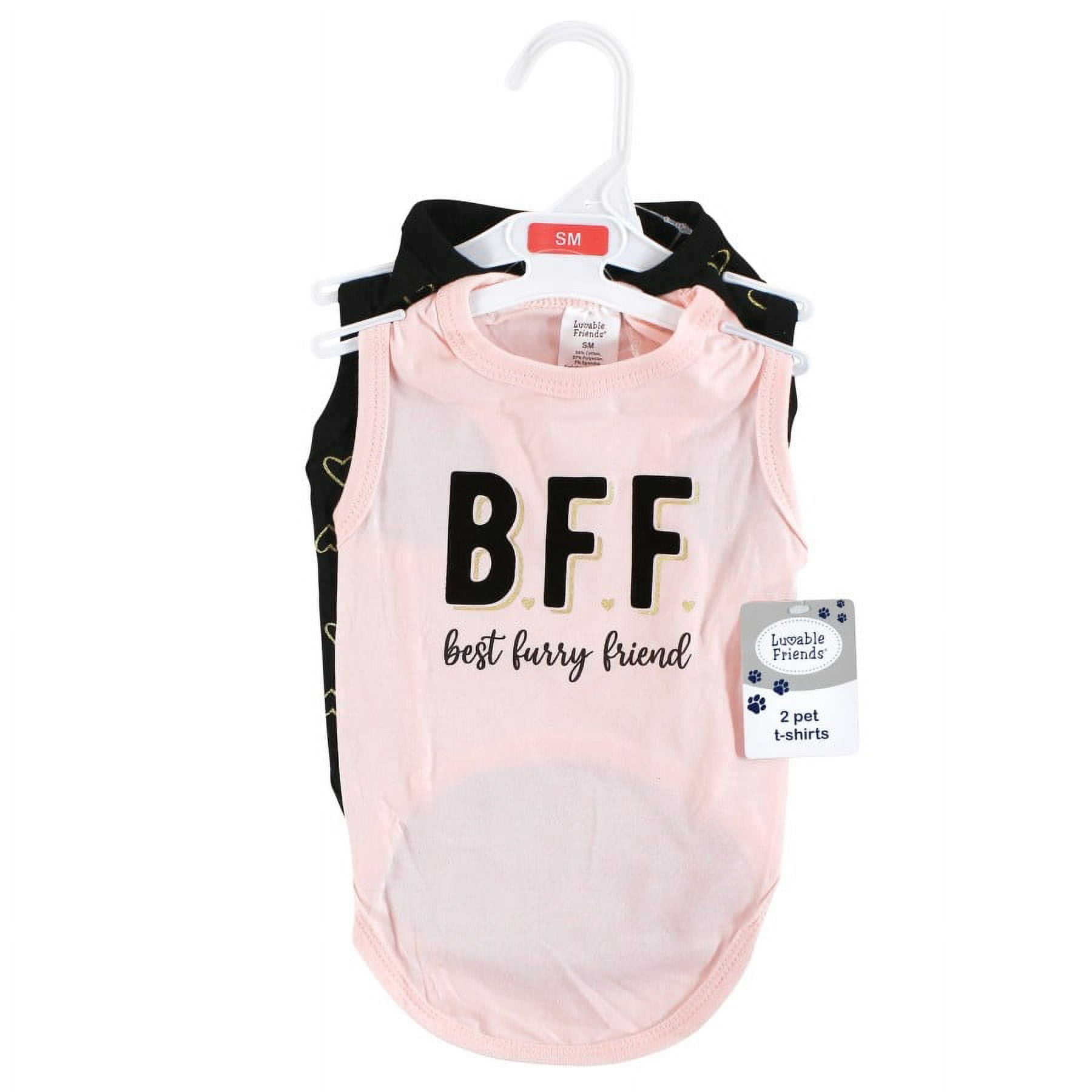 Luvable Friends Dog Pet Dog and Cats Cotton T-Shirts 2pk, Bff Hearts, X-Large