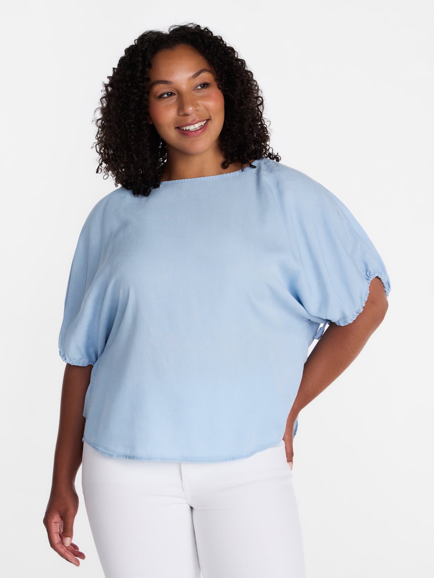 Time and Tru Women's Boatneck Top with Dolman Sleeves, Sizes XS-XXXL