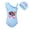 Light blue, variant on APHMAU girls' one-piece swimsuit, children's movie and TV game cartoon elements, milk silk suspender one-piece swimsuit, bikini+swim cap, suitable for children aged 4-12 years old