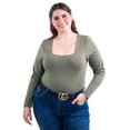 thumbnail image 2 of Body escote cuadrado Roman Fashion /Tallas Extras, 008 (Verde militar) verde 38, 2 of 6