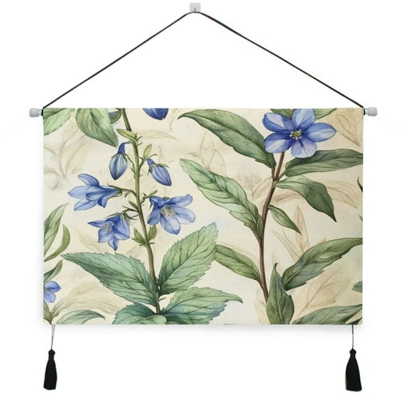 WOBOGO Blue Flowers Living Room Canvas Wall Art Bedroom Study Framed Canvas Print Artwork Home Office Decorations 24.5×16.7in