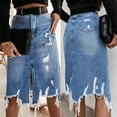 thumbnail image 2 of Women High Waist Casual A-Line Denim Short Jean Skirt Vacation Holiday Female Dailywear, 2 of 7