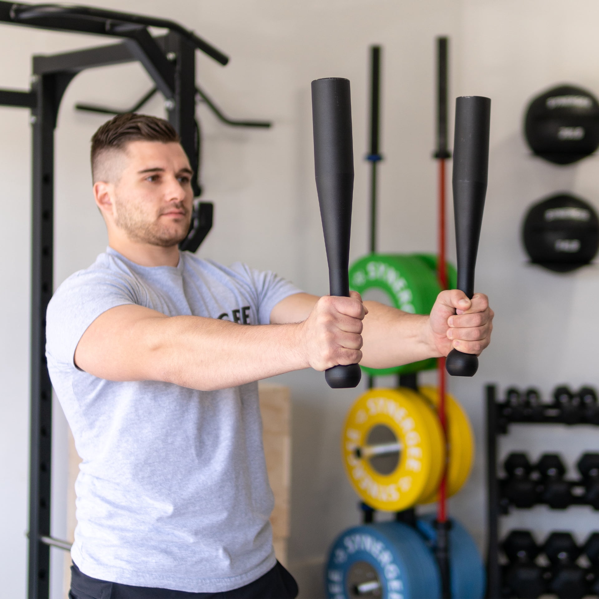 Synergee 15 LB Indian Club - Pair of Power Clubs - Exercise Weight Club Bells - Grip and Forearm Strength Trainer