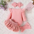 thumbnail image 3 of Mnyotv Baby Girl Clothes 4Pcs Sets Printed Ruffle Romper Tutu Dress Shorts and Socks with Headband for Infants Size 3-6Months, 3 of 7