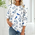 thumbnail image 2 of Womens Tops Fashion Printed T-Shirt 3/4 Sleeves Blouse Round Neck Casual Top Basic Tees For Women, 2 of 5