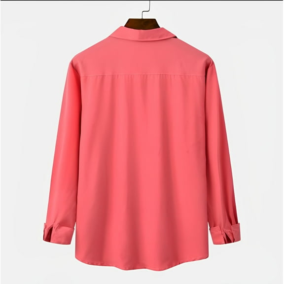 Gubotare Big And Tall Shirts For Men Men's Slim Fit Cotton Business Shirt Solid Long Sleeve Button Down Dress Shirts,Hot Pink XXL