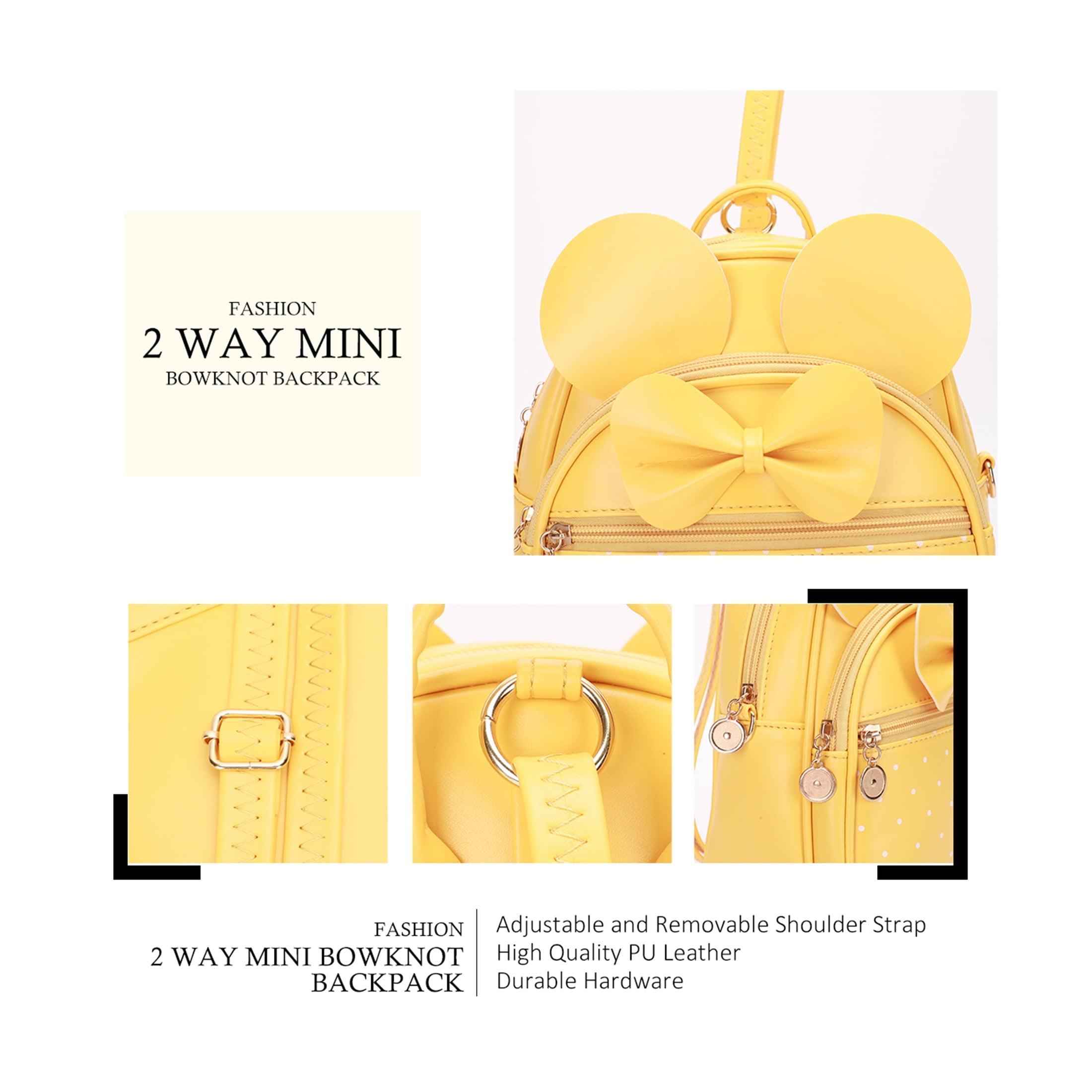 Mini Sac à Dos Femme Avec Nœud Papillon Et Pois - Convertible, Léger, Idéal Shopping Et Voyage - 7