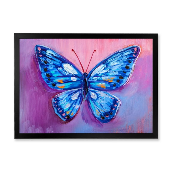 Designart 'Ancient Blue Butterfly I' Modern Framed Art Print