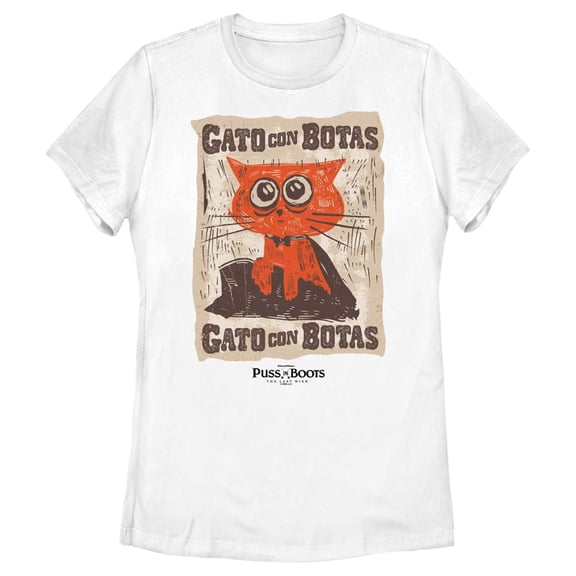 Women's Puss in Boots: The Last Wish Gato Con Botas Poster  Graphic Tee White 2X Large