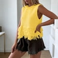 thumbnail image 7 of APEXFWDT Women's Tassel Knit Sweater Vest Crew Neck Sleeveless Summer Beach Casual Tank Top,S,Yellow, 7 of 7