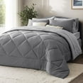 thumbnail image 6 of U by Bedsure 7 Pieces Queen Comforter Set, Reversible Bed in a Bag Queen Size, All Season Bedding Set with Comforter, Flat Sheet, Fitted Sheet, Pillowcases & Shams, Dark Grey & Light Grey, 6 of 8