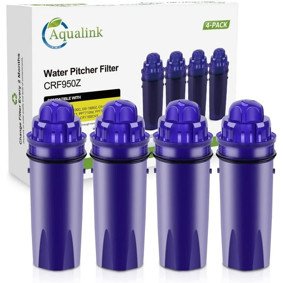 Aqualink Replacement Water Filter for PUR CRF950Z, PPF900Z, PPF951K, PPT700W, 4 Count