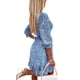 thumbnail image 3 of VISgogo Vestido de Mujer, Media Manga Cuello en V Estampado Floral Cintura Alta Adelgazante Patchwork Casual Club Vestido de Fiesta VISgogo moda, 3 of 4