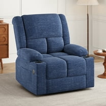 GlasFlength Accent Chairs Power Lift Recliner Chair with Cup Holders and Massage Heat USB Ports Large Size for Living Room, Blue
