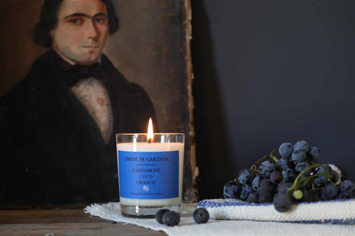 Cardamone, Coconut, Orange Blend Candle, Cirerie de Gascogne Scented Candle in Blue, Handmade Candle in Glass Jar Cardamone, Coco, Orange