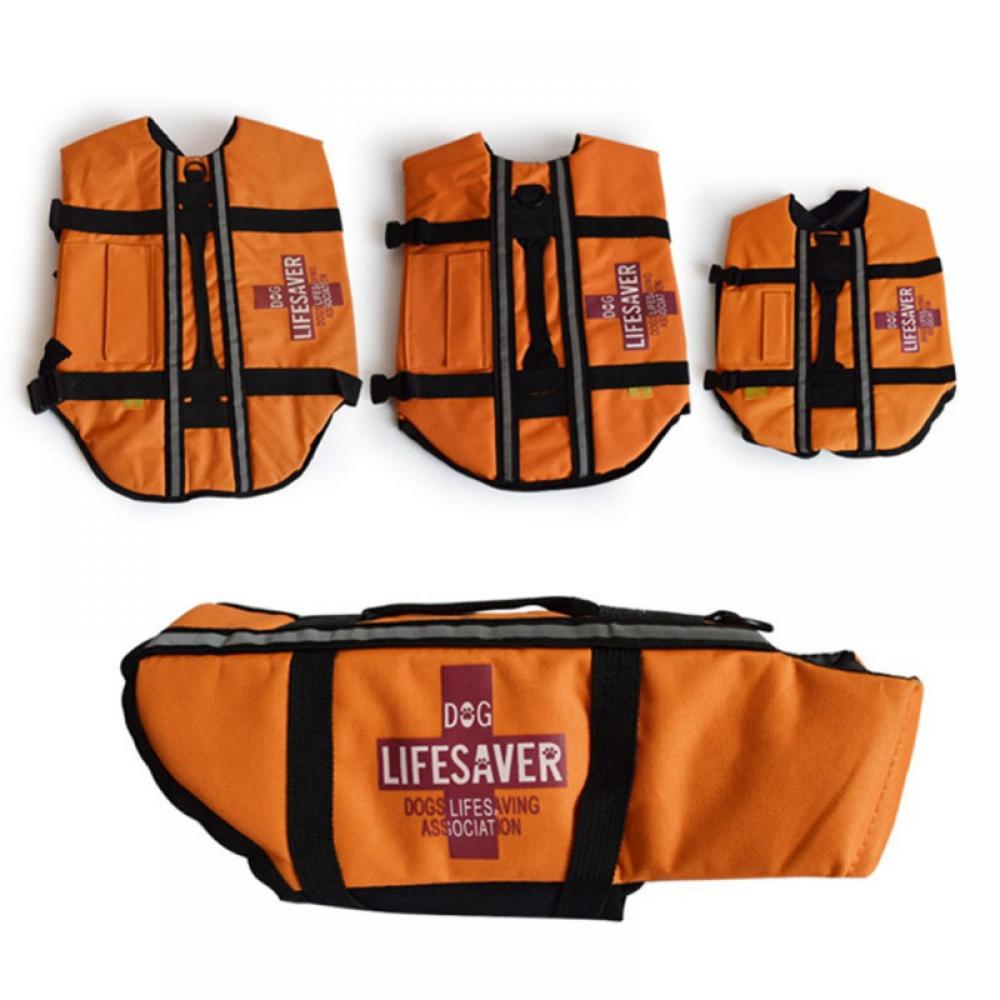 Dog Life Jacket, Adjustable Dog Life Vest with Reflective Piping Ripstop Dog Lifesaver Pet Life