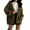 thumbnail image 2 of SnZhen Cardigan Sweaters for Women Women's Knitted Sweater Solid Color Blouses Casual Loose Fashion Cardigans Coat Army Green L, 2 of 5