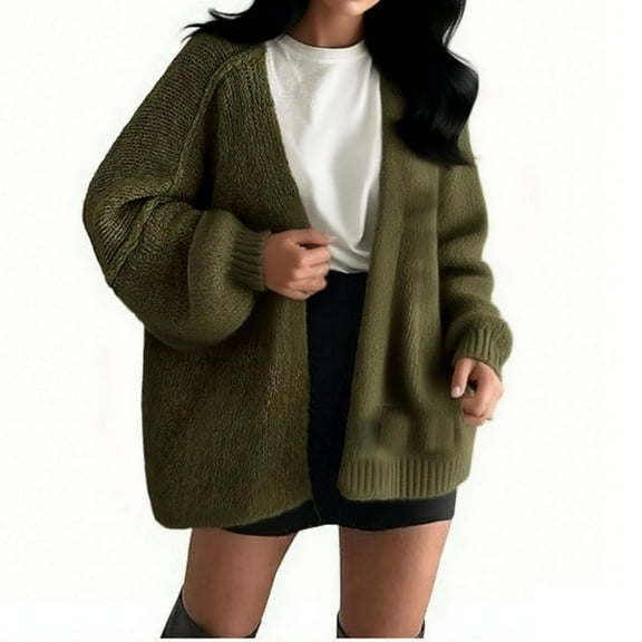 Kilaqueen Womens Oversized Cardigan Sweaters 2025 Fall Lantern Sleeve Loose Chunky Knit Open Front Lightweight Sweater Fall Winter Clothes