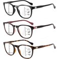 thumbnail image 1 of 3 Pack Multifocus Reading Glasses for Women Men Blue Light Blocking Spring Hinge Square Computer Readers Anti Eyestrain, 1 of 7