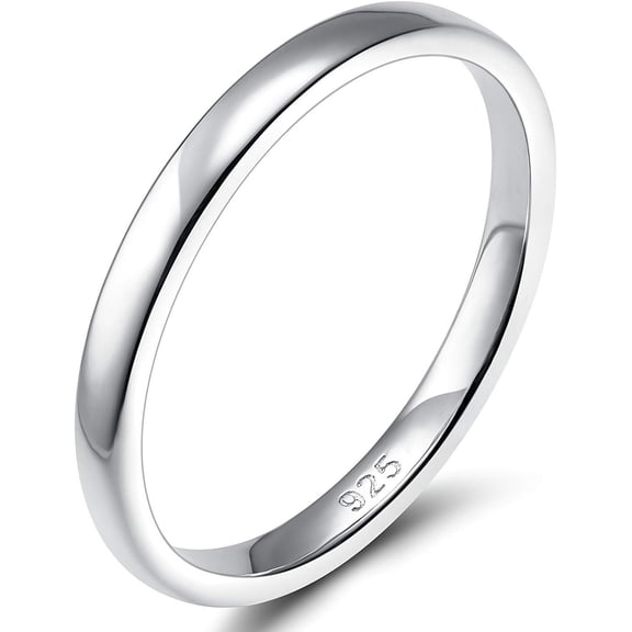 2mm 4mm 6mm 925 Sterling Silver Ring High Polish Plain Dome Wedding Band Comfort Fit Size 3-13