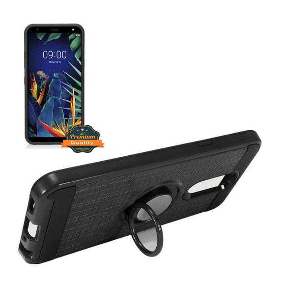 Case for LG K52 Hybrid 360° Ring Armor Shockproof Dual Layers 2 in 1 Holder with Ring Stand for Magnetic Car Mount Cover for LG K52 by Xcell - Black