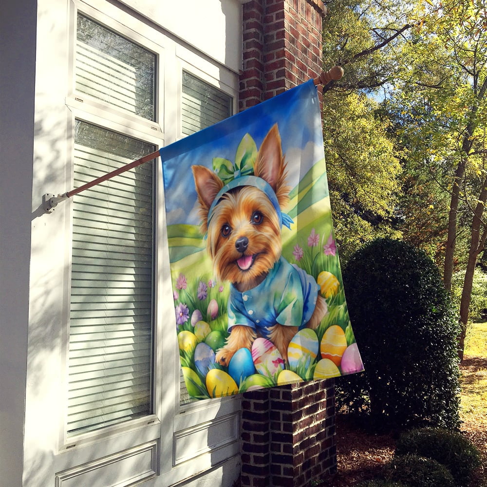 Silky Terrier Easter Egg Hunt House Flag 28 in x 40 in