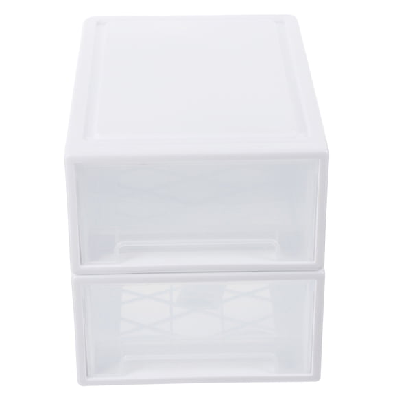 2-Pack Stackable Plastic Shoe Storage Boxes Organizer for Cabinet, Closet, and Home Use
