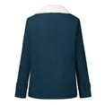 thumbnail image 4 of BXINGOHAI Women's Thicken Fleece Coat Fashion Long Sleeve Outerwear Button Down Solid Blouse Coats Fall Winter Tops Navy,M, 4 of 5
