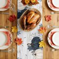 thumbnail image 4 of Navy Blue Fall Cotton Linen Rectangle Table Runners 13"x48", Thanksgiving Pumpkin Vintage Botanical Coffee Table Runner Dresser Scarves Luxury Table Runners for Wedding Party Banquet Dinner Decor, 4 of 8