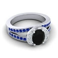 thumbnail image 3 of 2.35 T.C.W Wonderful Oval Cut Black Onyx & Blue Sapphire Gemstone Wedding Ring for Ladies Solid 18K White Gold Size 9 by Diamond-Capitals, 3 of 8