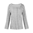 thumbnail image 5 of Moxiu Womens Fall Fashion 2023 Tops Long Sleeve Shirts for Women Striped Asymmetric Square Neck Tunic Tops Decorative Buttons Gray,XXL, 5 of 6