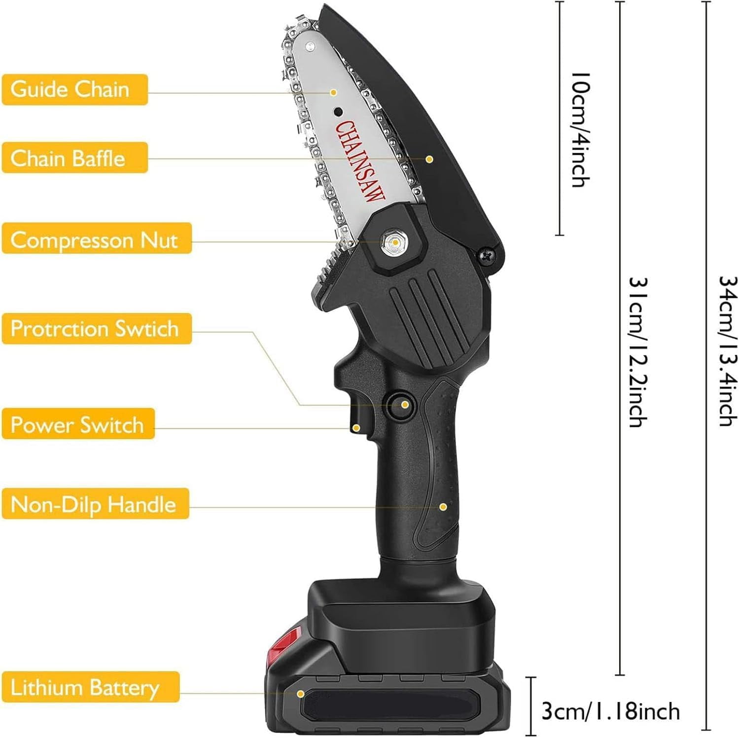 Wood Ranger Mini Chainsaw, 2025 New Portable Mini Power Chainsaw, Wood Ranger Mini Chainsaw Cordless, for Tree Branches, Courtyard and Garden