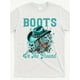 thumbnail image 1 of Camiseta gráfica de vaquera vaquera "Boots on the Ground" - Diseño blanco vibrante, 100 % algodón, cuello redondo, ajuste regular para hombre y mujer, lavable a máquina, informal, para verano, accesor, 1 of 6