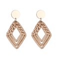 thumbnail image 1 of Handcrafted Bamboo & Rattan Drop Earrings - Artisanal Weave Design for Vacation, Available in Triangular, Diamond, Round, Water Drop & Ring Shapes - Lightweight 8g Bohemian Style Accessories with, 1 of 5