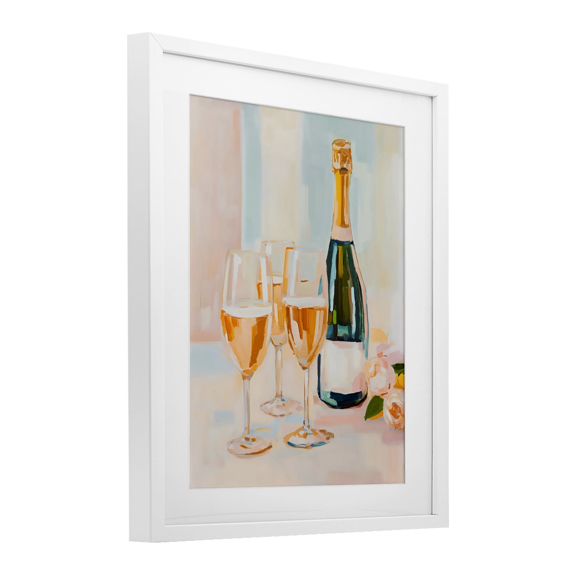 Stupell Industries Champagne Triple Toast White Framed Print Under Glass, design by The Prints Vibe
