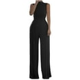 thumbnail image 3 of Kiplyki Trendy Pants for Women Color Jumpsuit Sleeveless High Collar Waist Wrapped Jumpsuit, 3 of 4