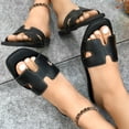 thumbnail image 4 of Women's Slip-On Flat Sandals One Band Design Faux Leather Casual Slides, 4 of 4